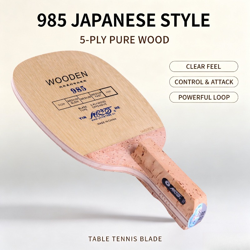 Table Tennis Japanese - YINHE 985 Japanisches Penhold Tischtennisschläger-Holz 5-Schicht
