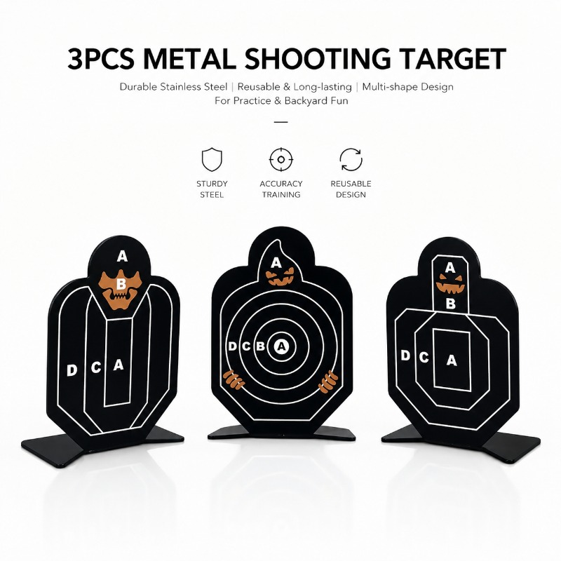 Practice Target Board - Robustes, selbststehendes Metall-Übungsziel-Set, 3 Stück wiederverwendbare